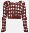 Anna Kosturova Bella Crochet Cotton Crop Top In Braun