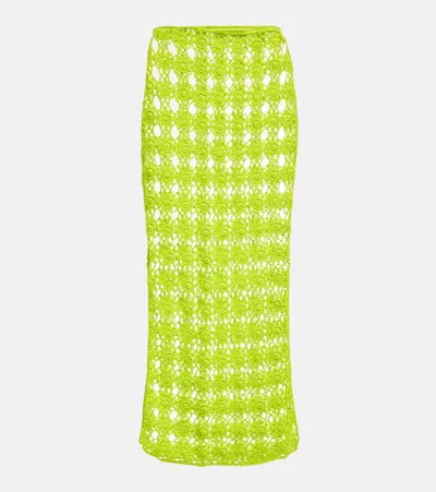 Anna Kosturova Bella Crochet Cotton Maxi Skirt In Lime