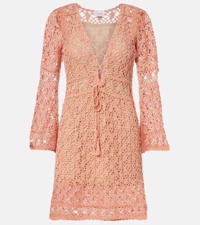 Anna Kosturova Bianca Crochet Cotton Minidress In Pink