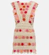 Anna Kosturova Bouquet Floral Cotton Crochet Minidress In Multicoloured