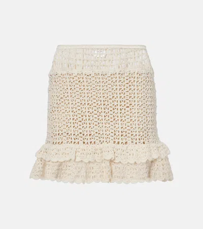 Anna Kosturova Brigitte Crochet Cotton Miniskirt In Cream
