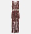 Anna Kosturova Fringed Cotton Minidress In Chocolate Brown