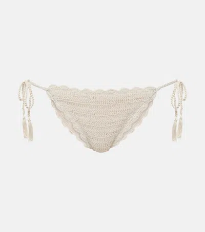 Anna Kosturova Classic Crochet Cotton Bikini Bottom In Neutrals