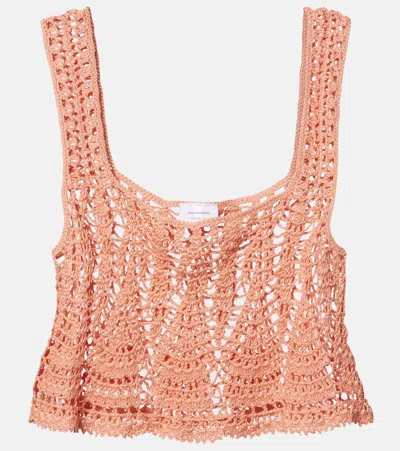 Anna Kosturova Cotillion Crochet Cotton Crop Top In Pink
