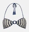 Anna Kosturova Crochet Cotton Bandeau Bikini Top In Blue