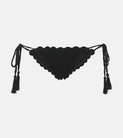 Anna Kosturova Crochet Cotton Bikini Bottoms In Black