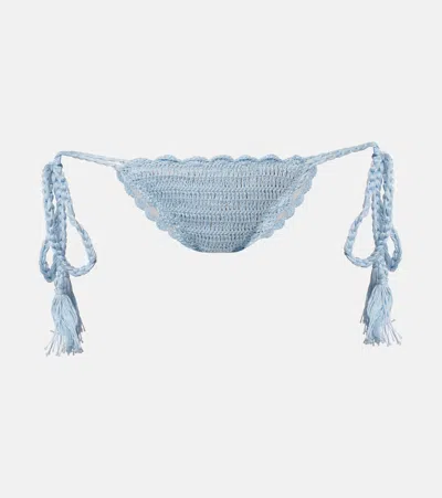 Anna Kosturova Crochet Cotton Bikini Bottoms In Blue