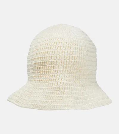 Anna Kosturova Crochet Cotton Bucket Hat In Cream