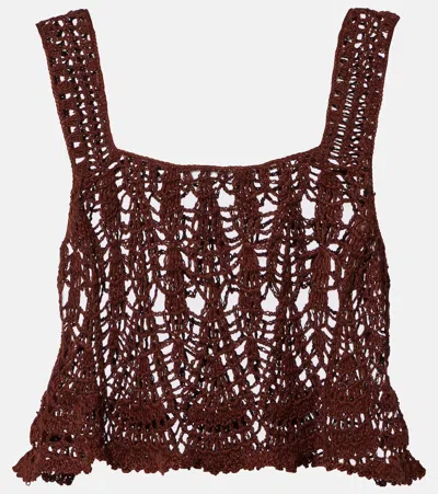 Anna Kosturova Crochet Cotton Crop Top In Brown