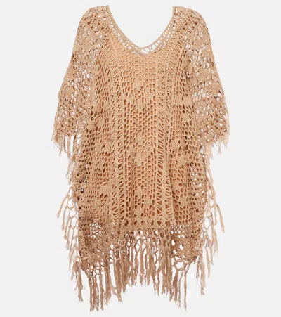 Anna Kosturova Crochet Cotton Kaftan In Gold