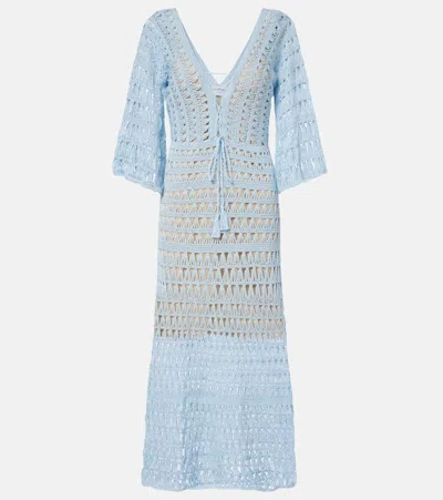 Anna Kosturova Crochet Cotton Maxi Dress In Blue