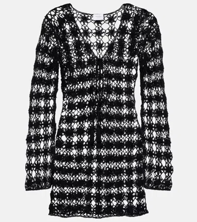 Anna Kosturova Crochet Cotton Minidress In Black