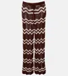 Anna Kosturova Crochet Cotton Straight Pants In Brown