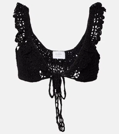 Anna Kosturova Crochet Crop Top In Black
