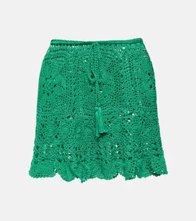 Anna Kosturova Crochet Miniskirt In Bright Green