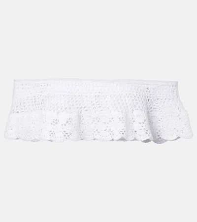 Anna Kosturova Crochet Off-shoulder Cotton Crop Top In White
