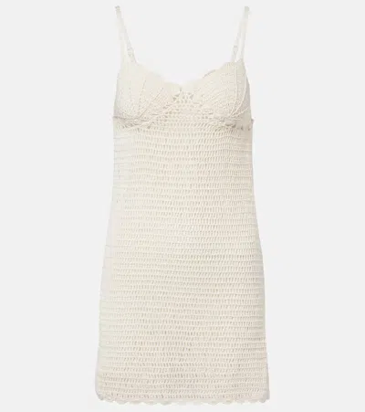 Anna Kosturova Crochet Scalloped Cotton Minidress In Neutral