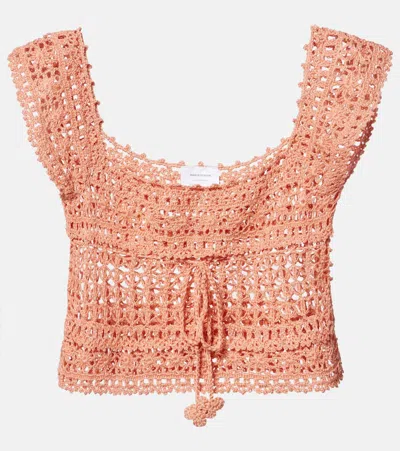 Anna Kosturova Deauville Crochet Cotton Crop Top In Orange