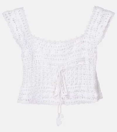 Anna Kosturova Deauville Crochet Cotton Crop Top In White
