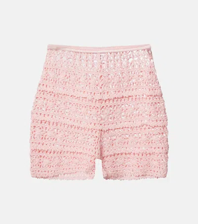 Anna Kosturova Deauville钩编棉质短裤 In Pink