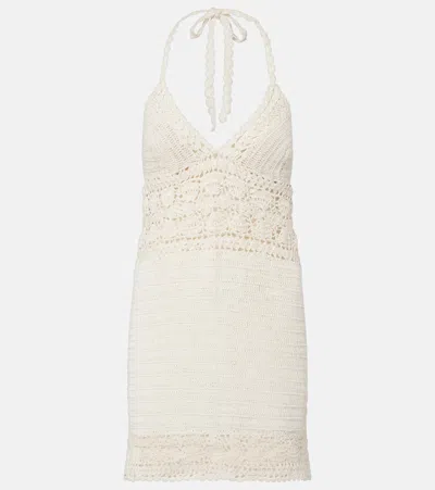 Anna Kosturova Filigree Crochet Cotton Minidress In Neutral