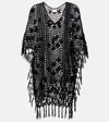 Anna Kosturova Fringed Crochet Cotton Kaftan In Black