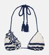 Anna Kosturova Gabrielle Crochet Cotton Bikini Top In Blue