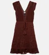 Anna Kosturova Jennifer Crochet Cotton Minidress In Brown