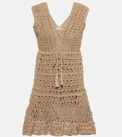Anna Kosturova Jennifer Crochet Cotton Minidress In Sand