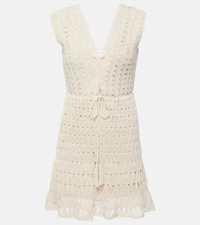 Anna Kosturova Jennifer Crochet Cotton Minidress In White