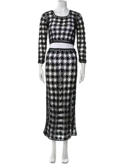 Pre-owned Anna Kosturova Lace Pattern Crochet Trim Skirt Set In Black