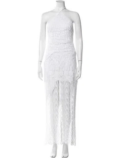 Pre-owned Anna Kosturova Lace Pattern Long Dress In White