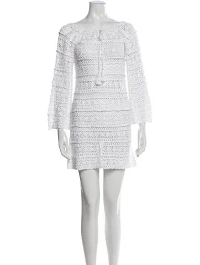 Pre-owned Anna Kosturova Lace Pattern Mini Dress In White