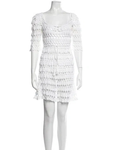 Pre-owned Anna Kosturova Lace Pattern Mini Dress In White