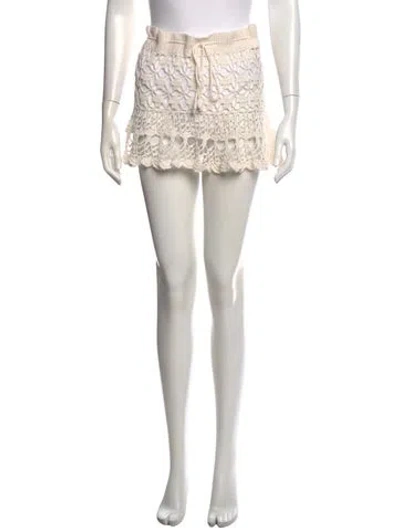 Pre-owned Anna Kosturova Lace Pattern Mini Skirt In Neutrals