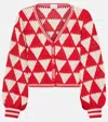 Anna Kosturova Maija Crochet Cotton Cardigan In Cream Red Triangle