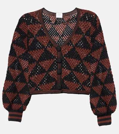 Anna Kosturova Malia Crochet Cotton Cardigan In Brown Black