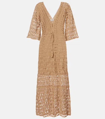 Anna Kosturova Marissa Cotton Crochet Maxi Dress In Brown