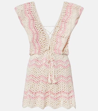 Anna Kosturova Melissa Crochet Cotton Minidress In Pink