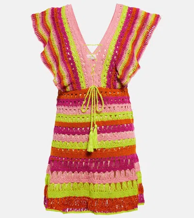 Anna Kosturova Melissa Crochet Minidress In Multi Strp