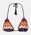 Anna Kosturova Striped Cotton Bikini Top In Multi Stripes