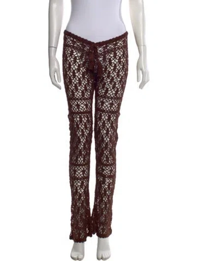 Pre-owned Anna Kosturova Patterned Flared Pants In Brown