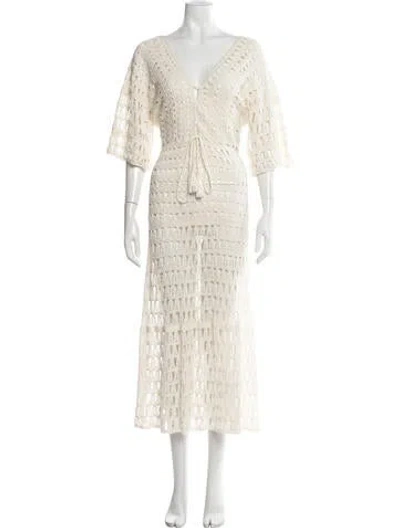Pre-owned Anna Kosturova Patterned Long Dress In Neutrals