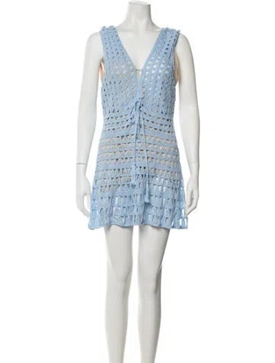 Pre-owned Anna Kosturova Patterned Mini Dress In Blue