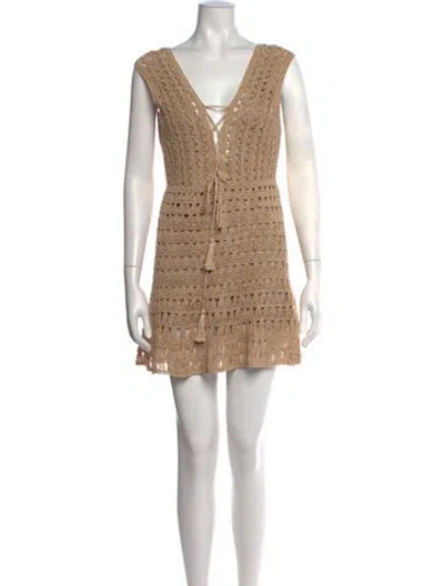 Pre-owned Anna Kosturova Patterned Mini Dress In Neutral