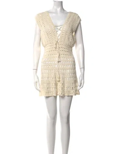 Pre-owned Anna Kosturova Patterned Mini Dress In Neutrals