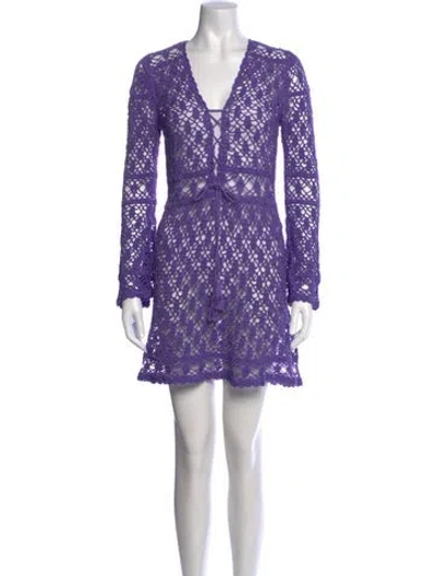 Pre-owned Anna Kosturova Patterned Mini Dress In Purple