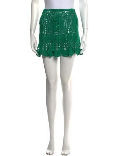 Pre-owned Anna Kosturova Patterned Mini Skirt In Green