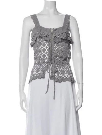 Pre-owned Anna Kosturova Patterned Square Neckline Top W/ Tags In Grey