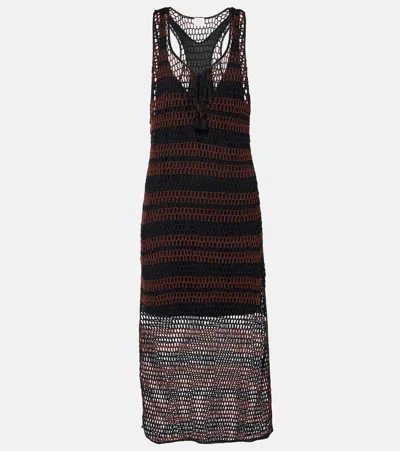 Anna Kosturova Pimento Striped Cotton Minidress In Brown Black